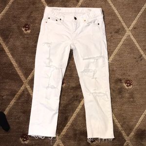 JCREW White Custom Ripped Cut off Jean Capri• S 27
